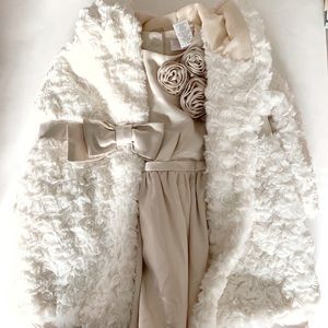 Janie and Jack satin dress with matching coat.